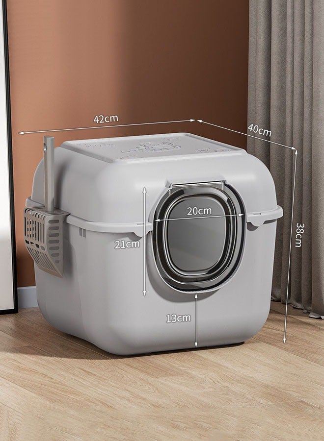 Cat Litter Box, Closed Kitten Toilet Box Large Litter Box with Lid,Enclosed Hooded Cat Litter Box Pan Hooded Sand Basin Training Set with Scoop Odor-proof Splash Cat Litter Proof Filter for Small Medium Large Adult Cats - Image 2