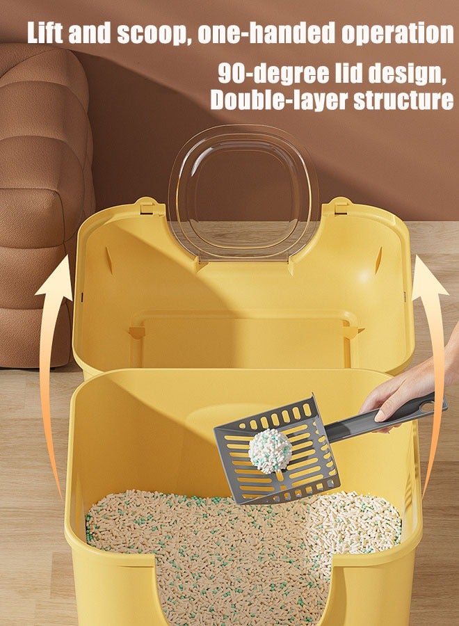Cat Litter Box, Closed Kitten Toilet Box Large Litter Box with Lid,Enclosed Hooded Cat Litter Box Pan Hooded Sand Basin Training Set with Scoop Odor-proof Splash Cat Litter Proof Filter for Small Medium Large Adult Cats - Image 5