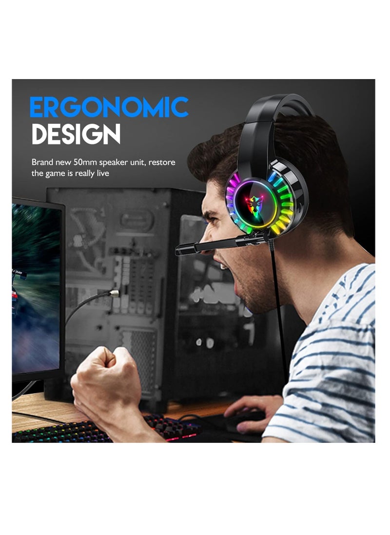 Generic Headphone G505 Gaming USB RGB Over-Ear Wired Headset Compatible with pc,laptop and any device has usb port  - Image 5