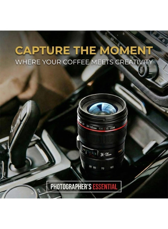 Camera Lens Coffee Mug,Travel Coffee Cup,Stainless Steel Lens Mug Thermos Camera Mugs with Lid,Cool Gifts for Photographers Men and Women - Image 5