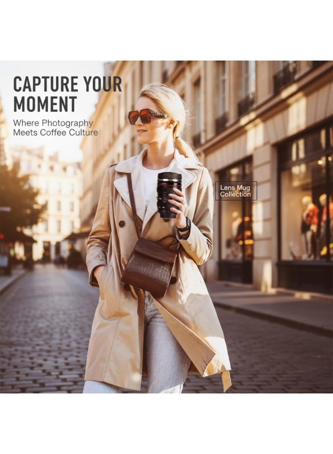 Camera Lens Coffee Mug,Travel Coffee Cup,Stainless Steel Lens Mug Thermos Camera Mugs with Lid,Cool Gifts for Photographers Men and Women - Image 2