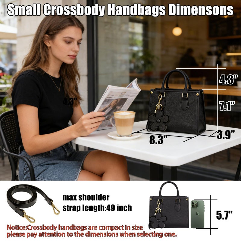 Jeniulet Small Crossbody Bags for Women Mini Leather Shoulder Purses Tote Handbags with Adjustable Strap 8.3â€Lx3.9â€Wx7.1â€H - Image 3