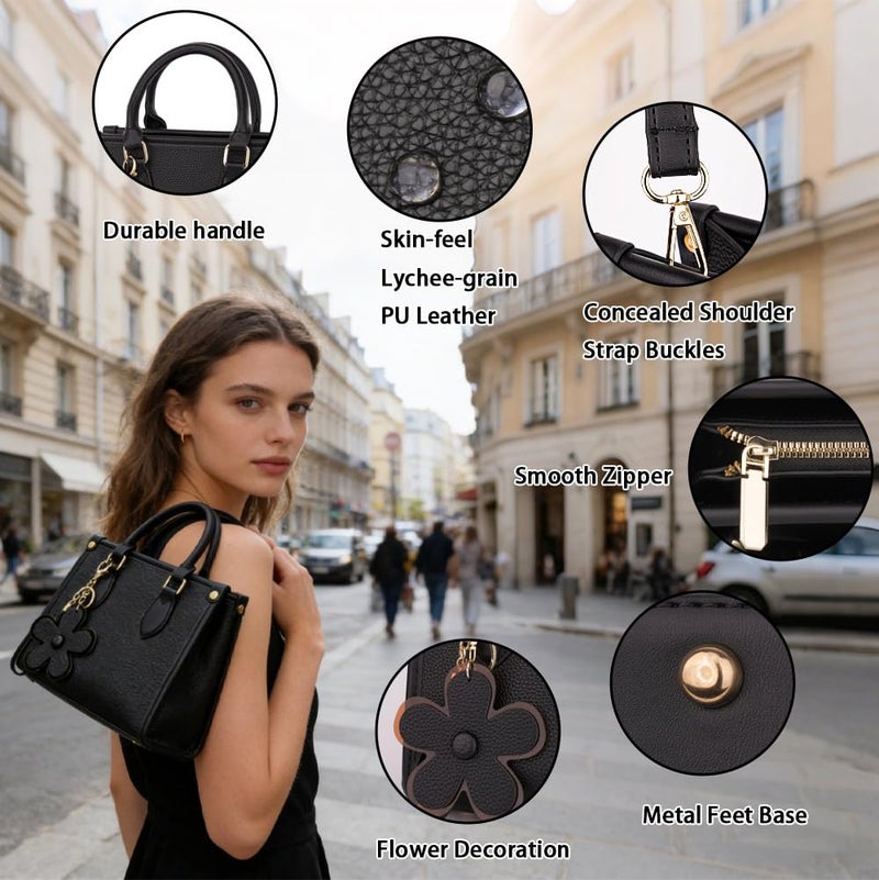 Jeniulet Small Crossbody Bags for Women Mini Leather Shoulder Purses Tote Handbags with Adjustable Strap 8.3â€Lx3.9â€Wx7.1â€H - Image 5