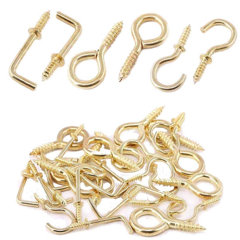 DIY Crafts Diy Crafts India 152 Handy Brassplated Cup Hooks Wall Ceiling Metal Screw Hooks 32mm Multicolor Pack of 2  - Image 1