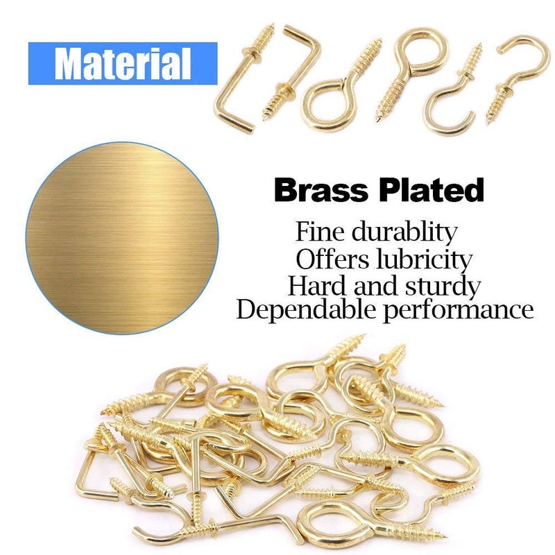 DIY Crafts Diy Crafts India 152 Handy Brassplated Cup Hooks Wall Ceiling Metal Screw Hooks 32mm Multicolor Pack of 2  - Image 2