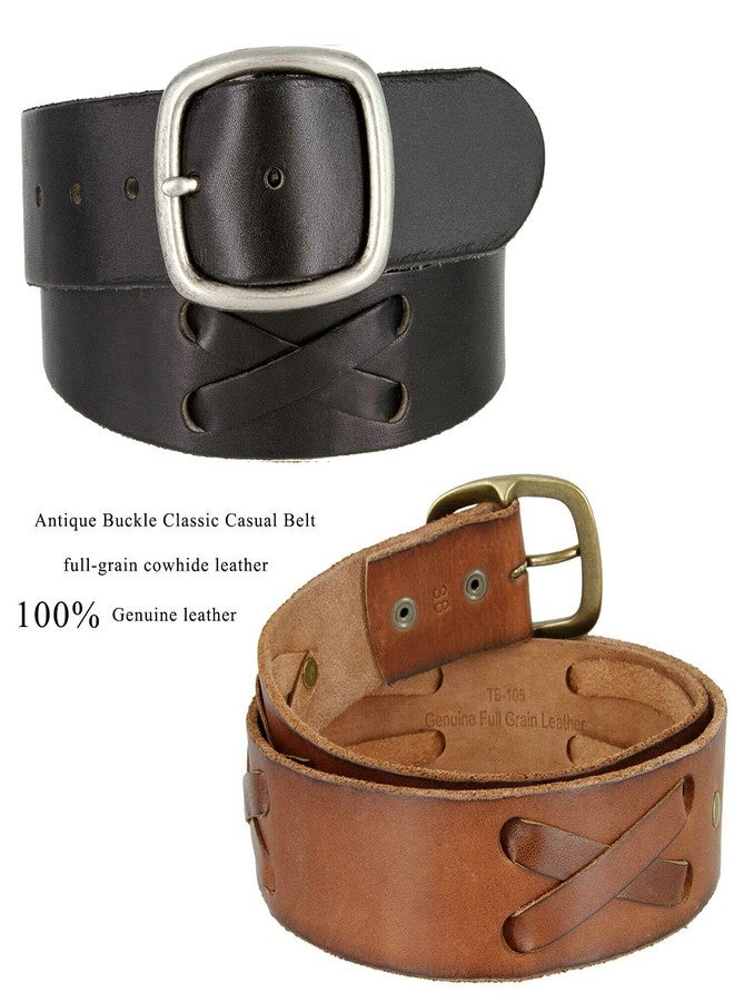 بيلتس.كوم حزام كلاسيكي كاجوال من Belts.com TB105-P3645، بإبزيم عتيق، مصنوع من الجلد الطبيعي المحبب بالكامل، عرضه 1-3/4 بوصة (45 مم) (فضي-أسود، 32). - Image 4