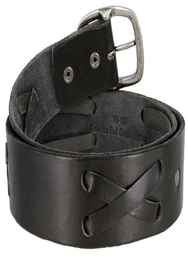 بيلتس.كوم حزام كلاسيكي كاجوال من Belts.com TB105-P3645، بإبزيم عتيق، مصنوع من الجلد الطبيعي المحبب بالكامل، عرضه 1-3/4 بوصة (45 مم) (فضي-أسود، 32). - Image 2