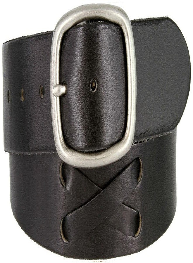 بيلتس.كوم حزام كلاسيكي كاجوال من Belts.com TB105-P3645، بإبزيم عتيق، مصنوع من الجلد الطبيعي المحبب بالكامل، عرضه 1-3/4 بوصة (45 مم) (فضي-أسود، 32). - Image 1