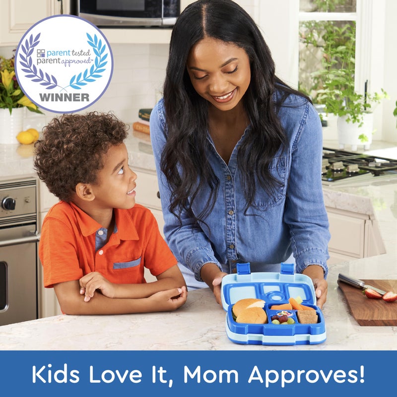 Bentgo Kids Bento-Style 5-Compartment Leak-Proof Lunch Box - Ideal Portion Sizes for Ages 3 to 7 - Durable, Drop-Proof, Dishwasher Safe, PFAS & BPA-Free & Made with Food-Safe Materials (Blue) - Image 2
