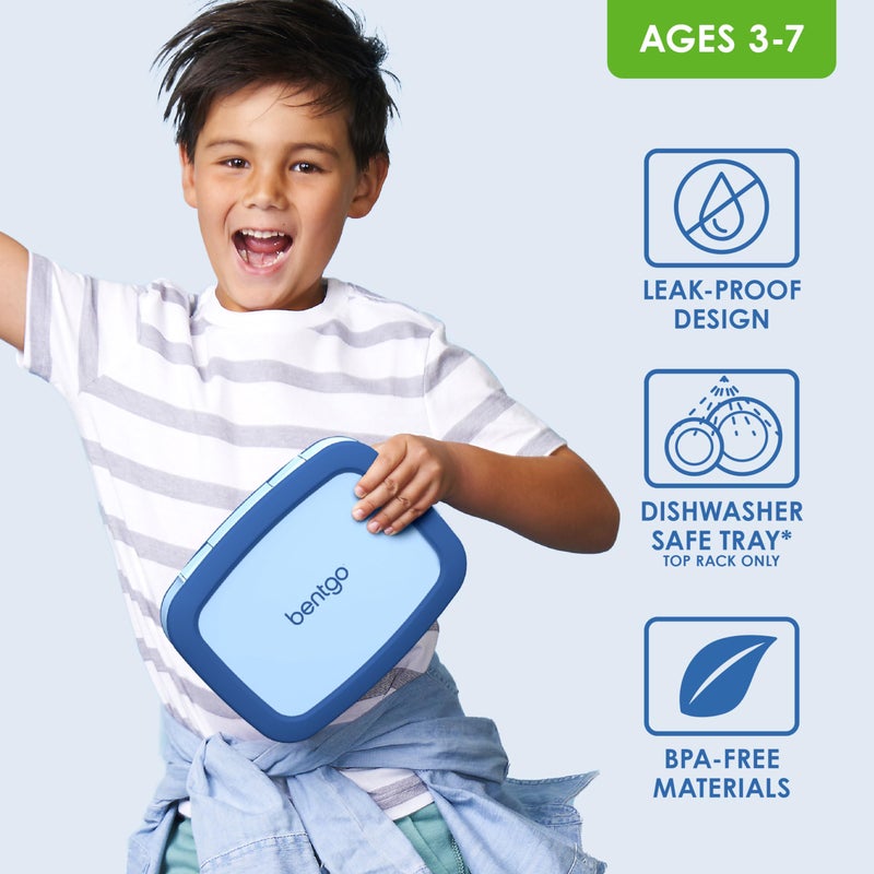 Bentgo Kids Bento-Style 5-Compartment Leak-Proof Lunch Box - Ideal Portion Sizes for Ages 3 to 7 - Durable, Drop-Proof, Dishwasher Safe, PFAS & BPA-Free & Made with Food-Safe Materials (Blue) - Image 3