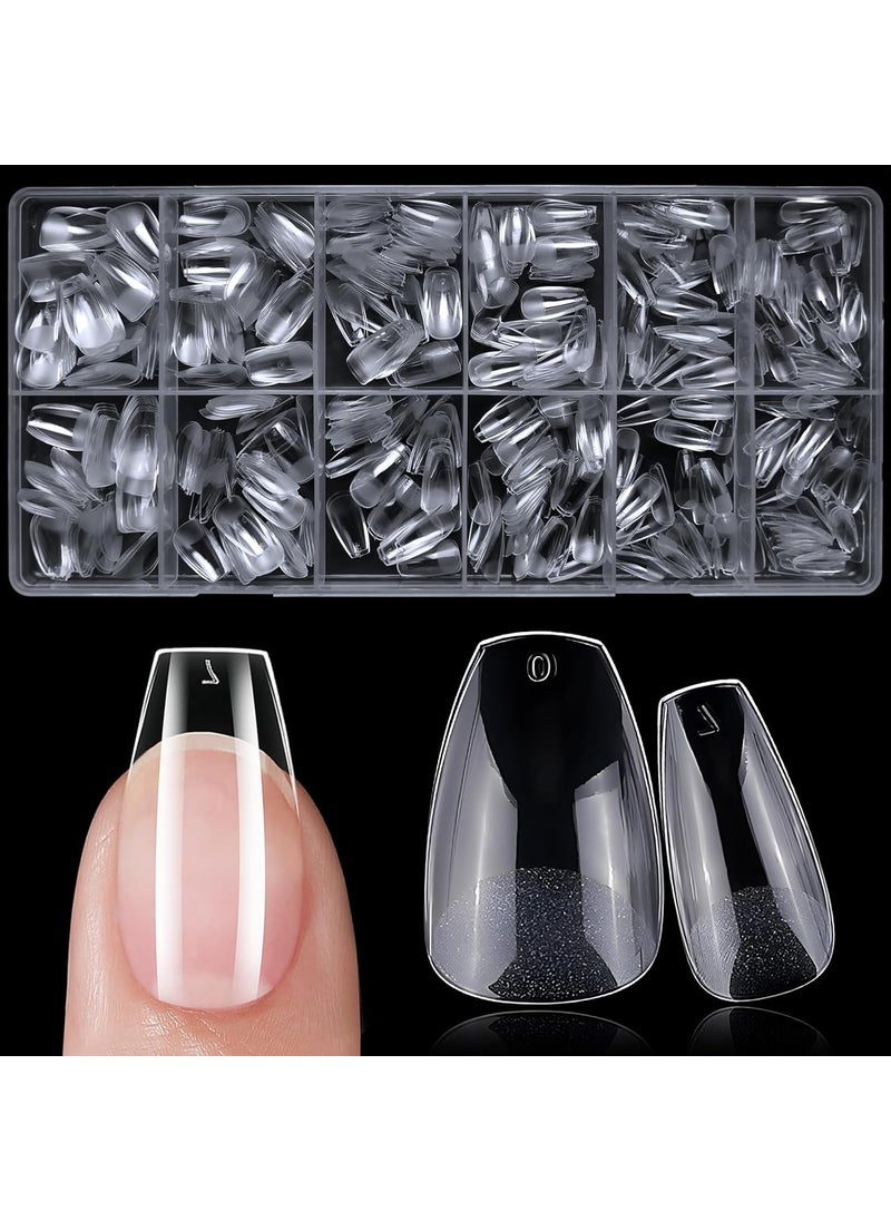 LifexTol - 600pc Short Coffin Nail Tips Fake Nails Press on Nails Clear Nail Tip Full Cover False Nails Artificial Fingernail, 12 Sizes Soft Gel Nail Tips for Acrylic Nails Gel Nail Extensions - Image 1