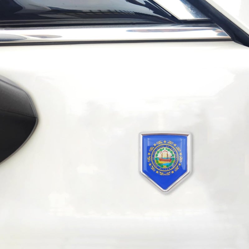 Overdecor New Hampshire Flag Decal Stickers Car Emblem New Hampshire Car Accessories Decorations Chrome Shield Flag Sticker Decals for Cars Truck Vehicles, 2 Pack - Image 4