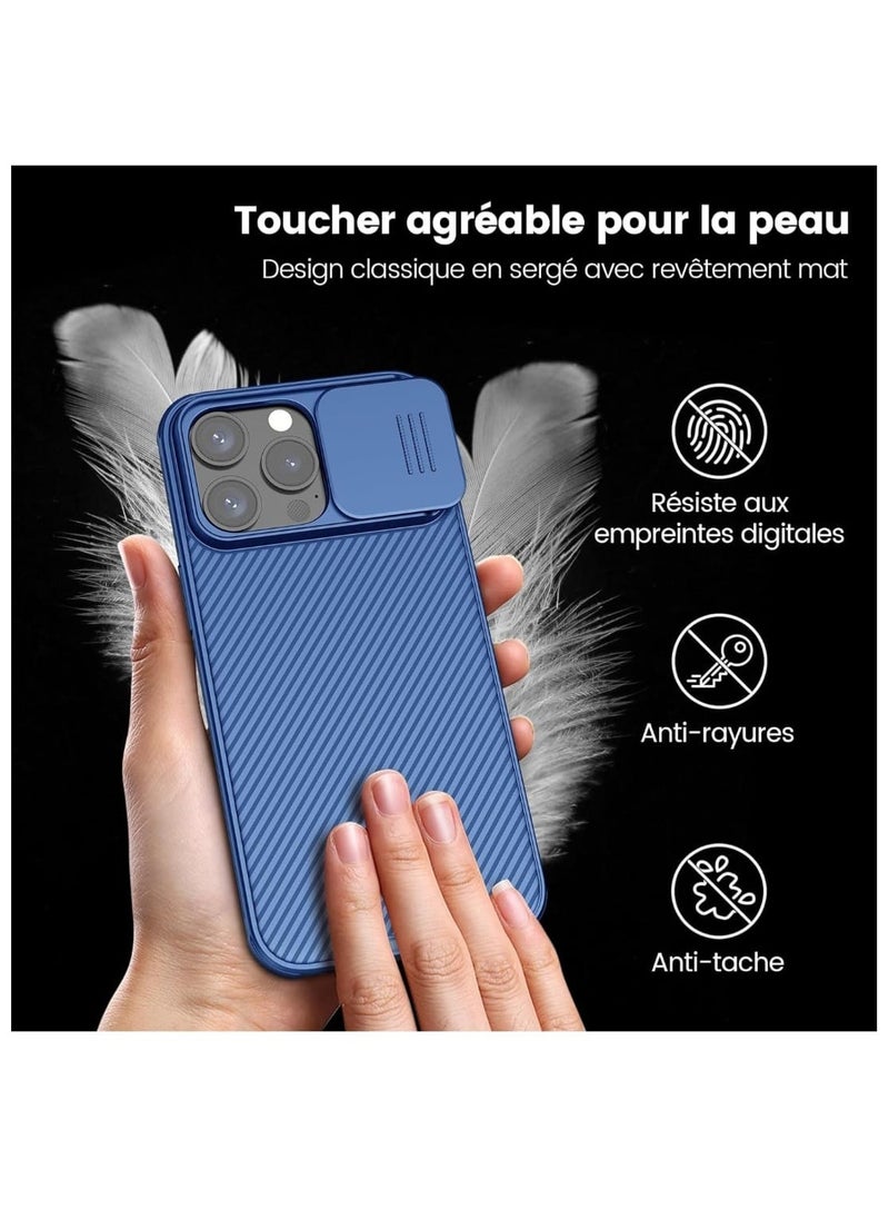 Nillkin - iPhone 15 Pro Max 6.7 Case Camshield Pro Slide Camera Protection Lens Cover Slide Camera Shockproof Case (Blue) - Image 1