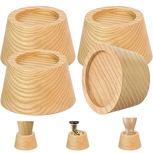 FASONLA Bed Risers (Set of 4) Furniture Risers Lifts Height 2", Oak Solid Wooden Risers for Bed, Furniture Risers with Non-Slip Recessed Hole (Monolithic Wood, 4pcs-2" Hight-Natural) - Image 1
