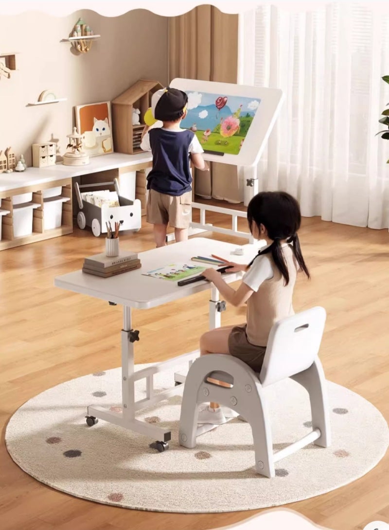 80 * 40cm قابلة للرفع التعلم مكتب الكمبيوتر مكتب محطة العمل للطلاب المنزلية مكتب يمكن تعديل الارتفاع 65-87cm، القرص القابل للطي 0-180 درجة قابلة للقلب - Image 5