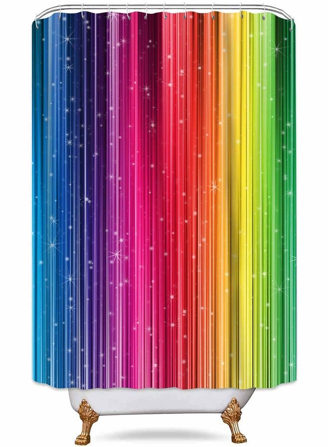 NTETSN Art Home Decor Shower Curtain,Rainbow Colorful Striped Shower Curtain,Waterproof Polyester Fabric Set, 72 X 72 Inch, DSNT021-72 - Image 1