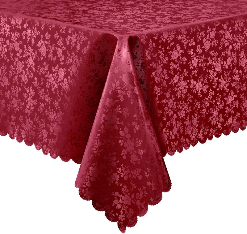 smiry Waterproof Vinyl Tablecloth, Rectangle Heavy Duty Table Cloth, Wipeable Table Cover for Kitchen and Dining Room (Red, 60X102 Inch) - Image 1