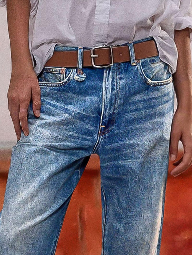 Flamingals Straight Leg Crop Jeans for Women Wash Raw Hem Mid Waist Jeans Sky Blue S - Image 2