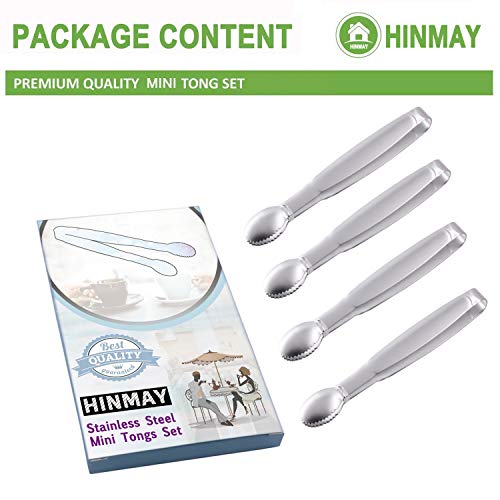 HINMAY 5" Mini Serving Tongs Set, Tiny Stainless Steel Small Tongs for Appetizers, Tea Party, Coffee Bar, Desserts, Set of 4 - Image 2