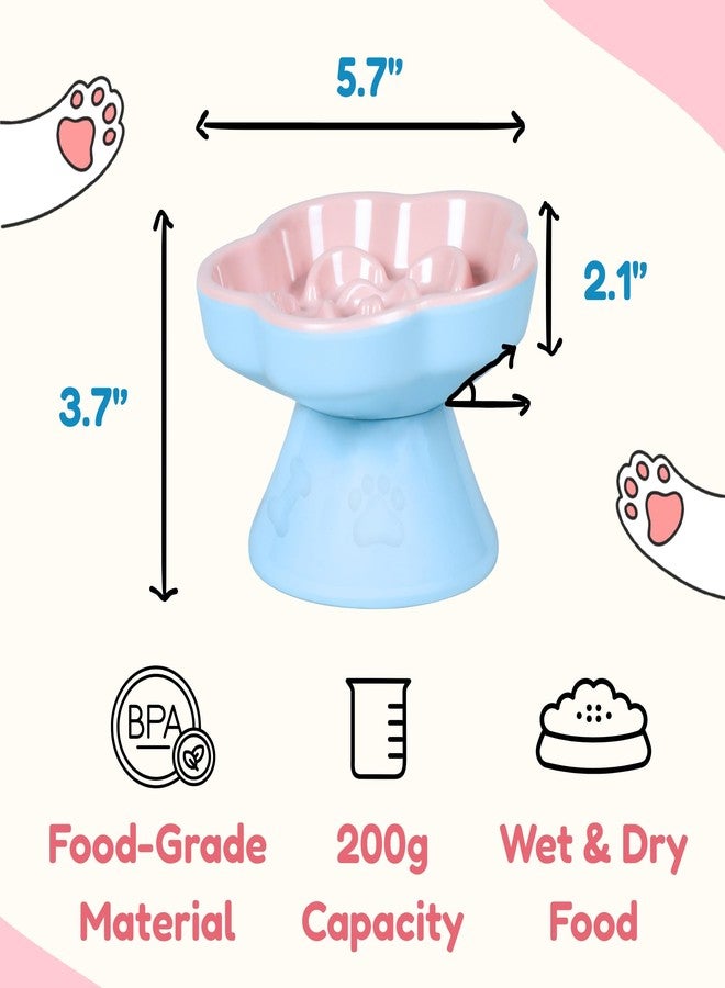 Tafelf 2Pc Slow Feeder Cat Bowl, Unbreakable Elevated Cat Bowls - Heavy Weighted, Non-Slip Raised Slow Feeder, Tilted Small Dogs Slow Feeders Bowl, Dry & Wet Food, Whisker Friendly (Pink, 5.8" - Image 2
