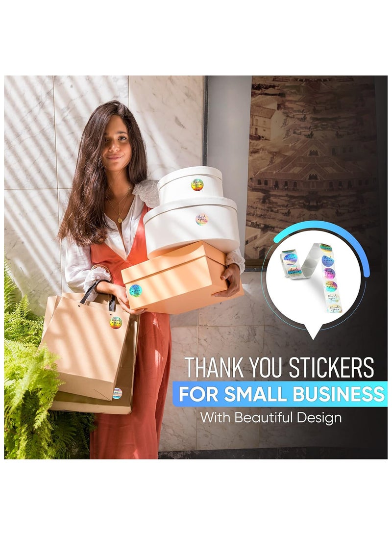ORAINBOW 500 Thank You Stickers 1.5inch/3.8cm Holographic Thank You Stickers for Small Business Self-Adhesive & Waterproof Stickers Thank You Stickers for Packaging - Image 2