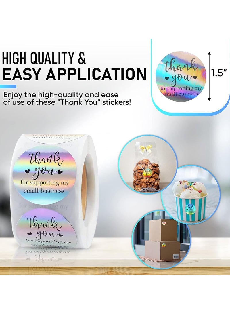 ORAINBOW 500 Thank You Stickers 1.5inch/3.8cm Holographic Thank You Stickers for Small Business Self-Adhesive & Waterproof Stickers Thank You Stickers for Packaging - Image 5