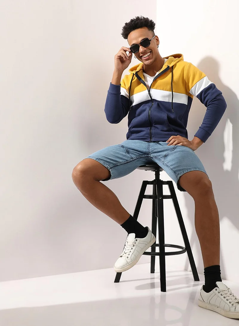 Campus Sutra  Men's Multicolour Zip-Front Hoodie With Insert Pocket for Men | Best Price UAE