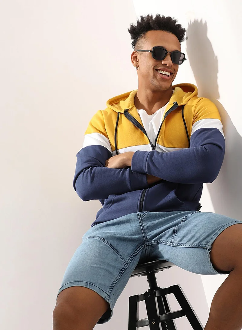 Campus Sutra  Men's Multicolour Zip-Front Hoodie With Insert Pocket for Men | Best Price UAE