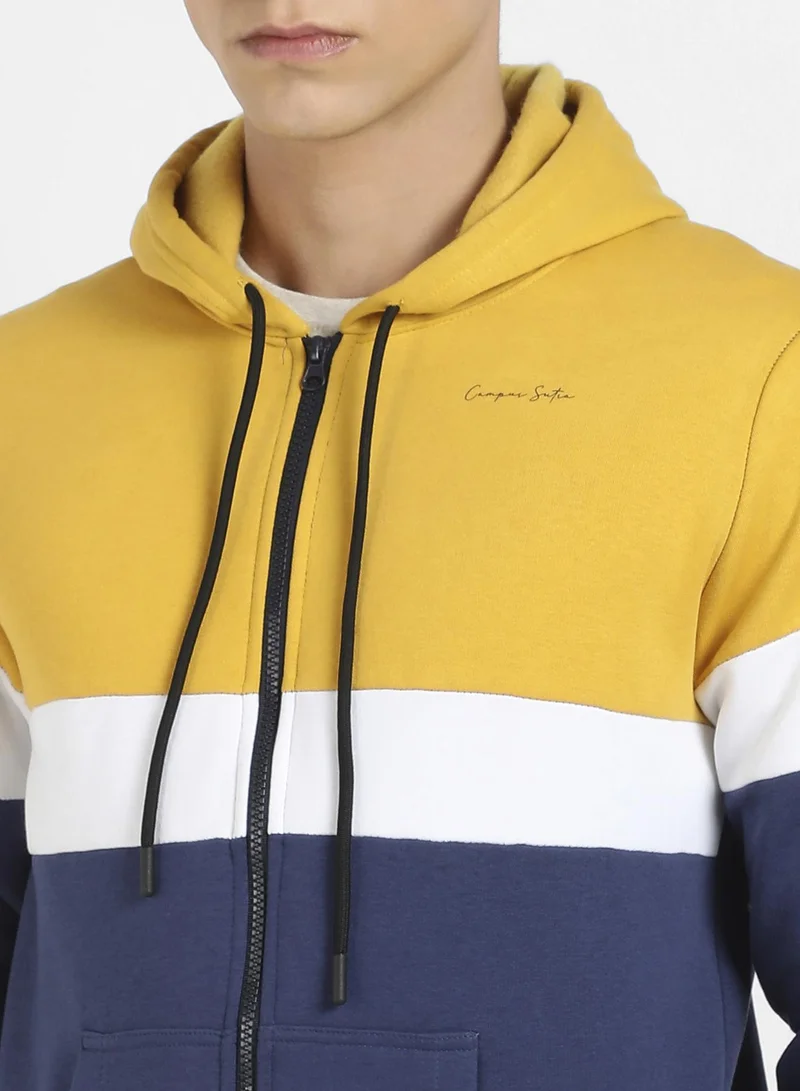 Campus Sutra  Men's Multicolour Zip-Front Hoodie With Insert Pocket for Men | Best Price UAE