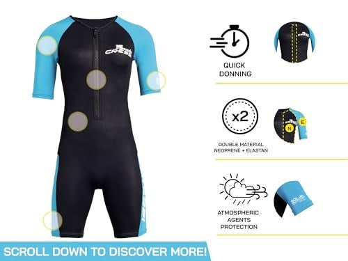 Cressi Tiburon 2 mm Short Sleeves Short Wetsuits BlackAquamarine XL - Image 3