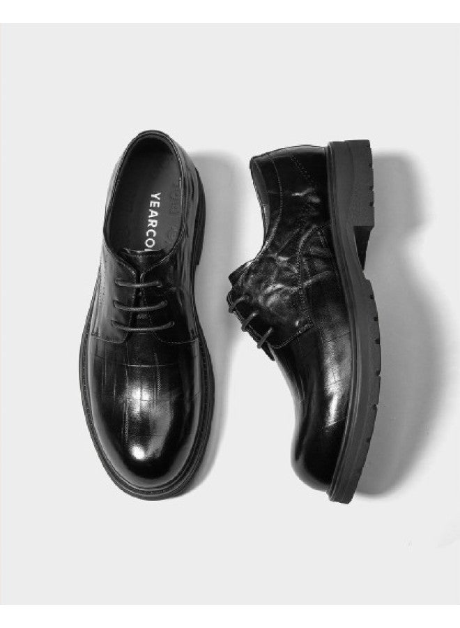 YEARCON Leap Month Shoes】25 Autumn Embossed Derby Shoes Formal Groom Wedding Shoes Men's Business Casual Leather Shoes - Image 1