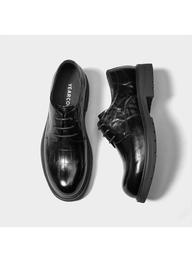 YEARCON Leap Month Shoes】25 Autumn Embossed Derby Shoes Formal Groom Wedding Shoes Men's Business Casual Leather Shoes - Image 3