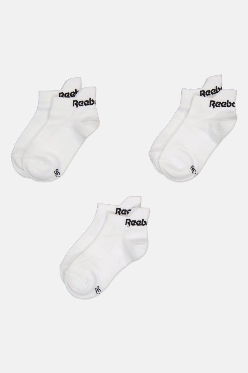 Reebok Women 3 Pairs Brand Logo Low Cut Socks, White - Image 3