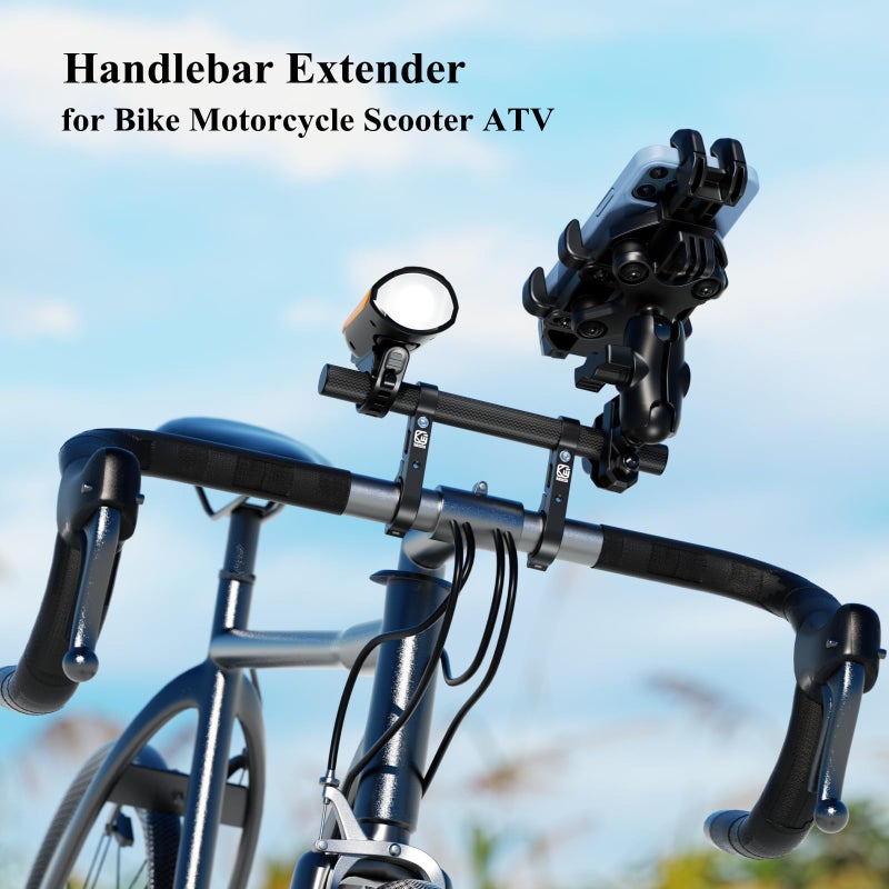BRCOVAN Carbon Fiber Handlebar Extender Extensions with Aluminum Alloy Clamp Mounting Base Fit on 0.875'' / 1'' / 1.125'' / 1.26'' Handlebars Cross Bars for Bike Bicycle Motorcycle Scooter - Image 2
