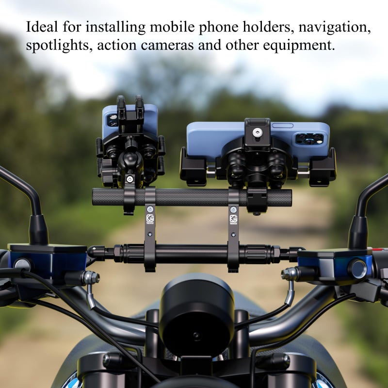 BRCOVAN Carbon Fiber Handlebar Extender Extensions with Aluminum Alloy Clamp Mounting Base Fit on 0.875'' / 1'' / 1.125'' / 1.26'' Handlebars Cross Bars for Bike Bicycle Motorcycle Scooter - Image 4