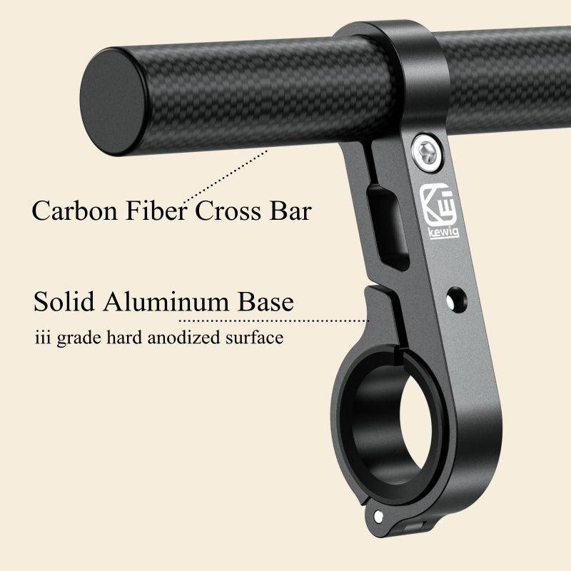 BRCOVAN Carbon Fiber Handlebar Extender Extensions with Aluminum Alloy Clamp Mounting Base Fit on 0.875'' / 1'' / 1.125'' / 1.26'' Handlebars Cross Bars for Bike Bicycle Motorcycle Scooter - Image 5
