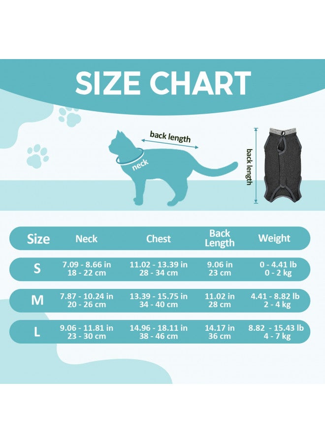 Avont Cat Recovery Suit - Kitten Onesie for Cats After Surgery, Cone of Shame Alternative Surgical Spay Suit for Female Cat, Post-Surgery or Skin Diseases Protection -Darkgrey(M) - Image 4