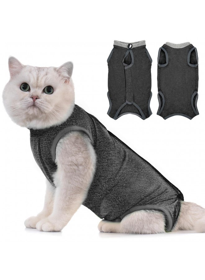 Avont Cat Recovery Suit - Kitten Onesie for Cats After Surgery, Cone of Shame Alternative Surgical Spay Suit for Female Cat, Post-Surgery or Skin Diseases Protection -Darkgrey(M) - Image 1