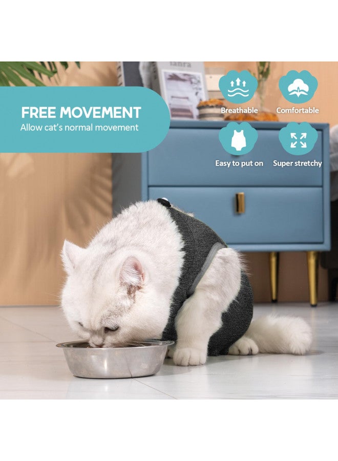Avont Cat Recovery Suit - Kitten Onesie for Cats After Surgery, Cone of Shame Alternative Surgical Spay Suit for Female Cat, Post-Surgery or Skin Diseases Protection -Darkgrey(M) - Image 2