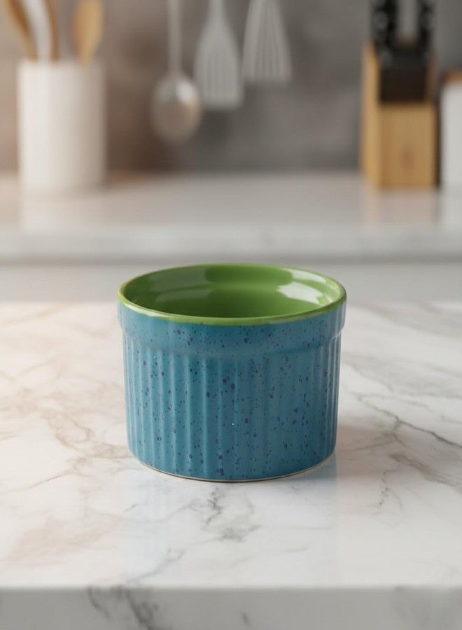 Caffeine Ceramic Handmade Blue & Green Ramekins Bowl (Set of 1) - Image 2