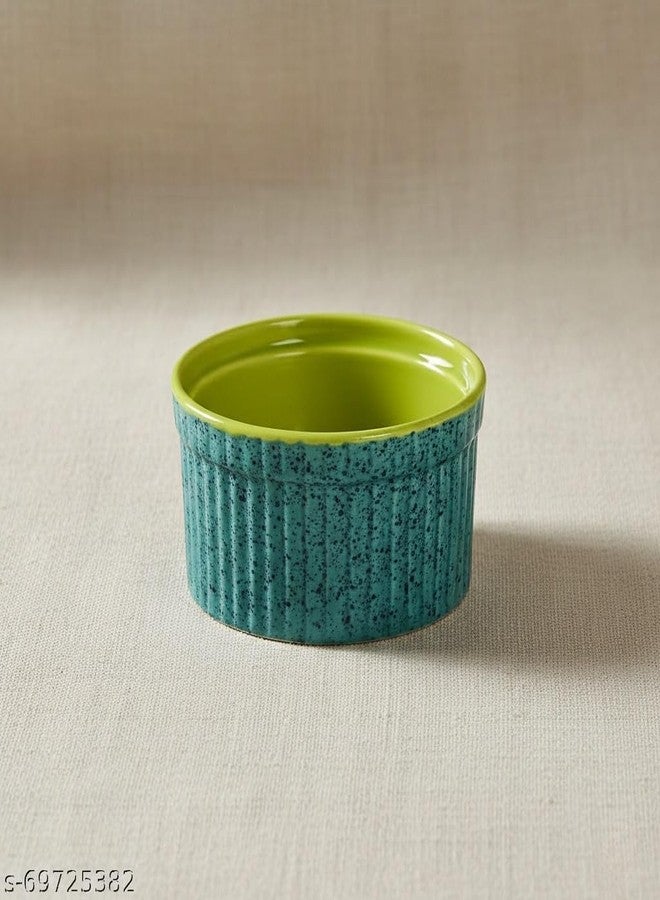 Caffeine Ceramic Handmade Blue & Green Ramekins Bowl (Set of 1) - Image 3
