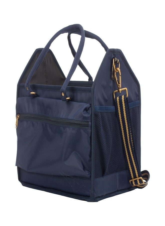 Equinavia Darby Large Collapsible Grooming Tote Bag for Horses, Dogs, Cats | Organizer with Shoulder Strap | 9" x 13" x 12" - Navy/Gold - One Size - Image 5