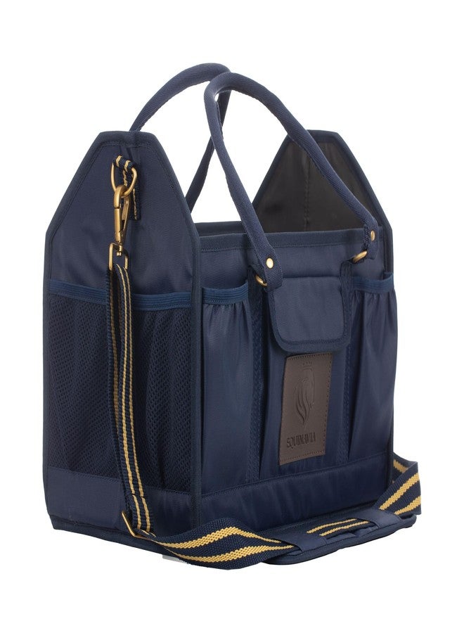 Equinavia Darby Large Collapsible Grooming Tote Bag for Horses, Dogs, Cats | Organizer with Shoulder Strap | 9" x 13" x 12" - Navy/Gold - One Size - Image 4