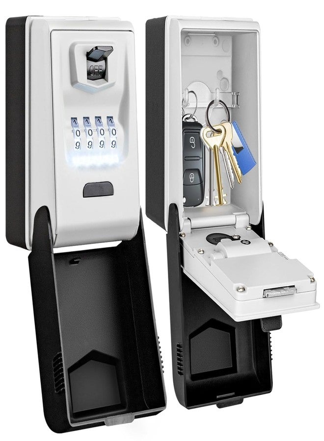 Inditradition Wall Mounted Mettalic Key Lock Box with Light Up Dials | Key Hider Box with Combination Lock for Indoor & Outdoor (13.5x8x5 cm, Black) - Image 2