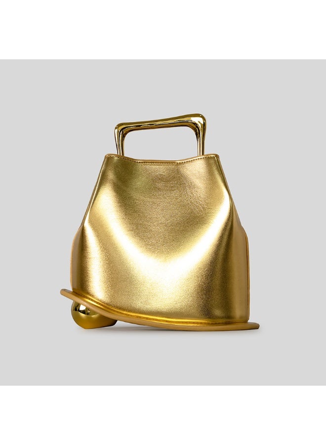 Flossie Bucket bag, gold, 2026 new collection, luxurious French soft leather; can be carried by hand or worn crossbody; perfect for commuting, outings, and evening events - Image 1