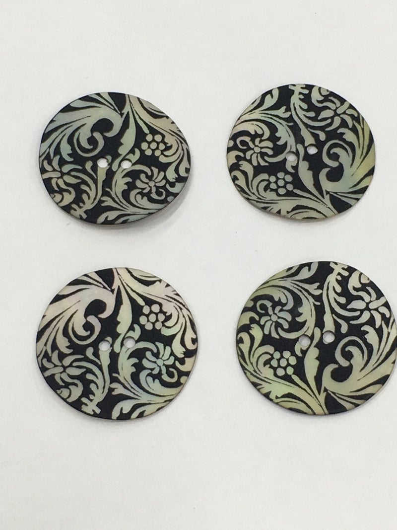 Karan Tuhafiye Karan Haberdashery Italian Embroidered Mother of Pearl Button Set of 4 3.5 cm - Image 1