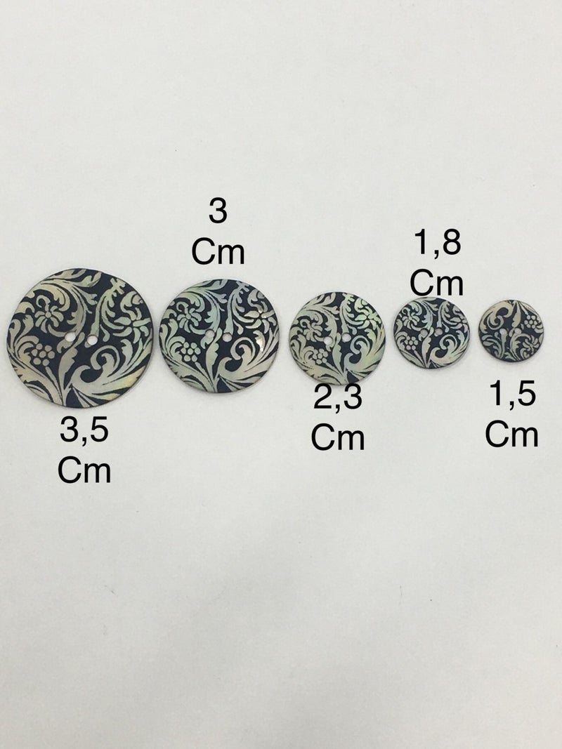 Karan Tuhafiye Karan Haberdashery Italian Embroidered Mother of Pearl Button Set of 4 3.5 cm - Image 2