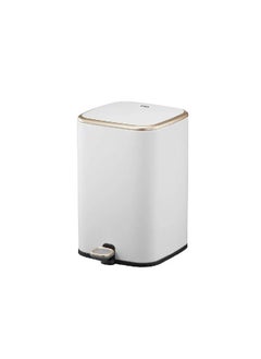 EKO Cubo Stainless Steel Step Bin with Soft Closing Lid White 9 L EK9333P-9L-MW 