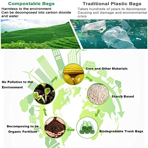 WADNGXM Compostable Trash Bags, 3 Gallon Biodegradable Small Garbage Bags Green Wastebasket Liners for Bathroom Office Home Bins, 100 Counts - Image 3