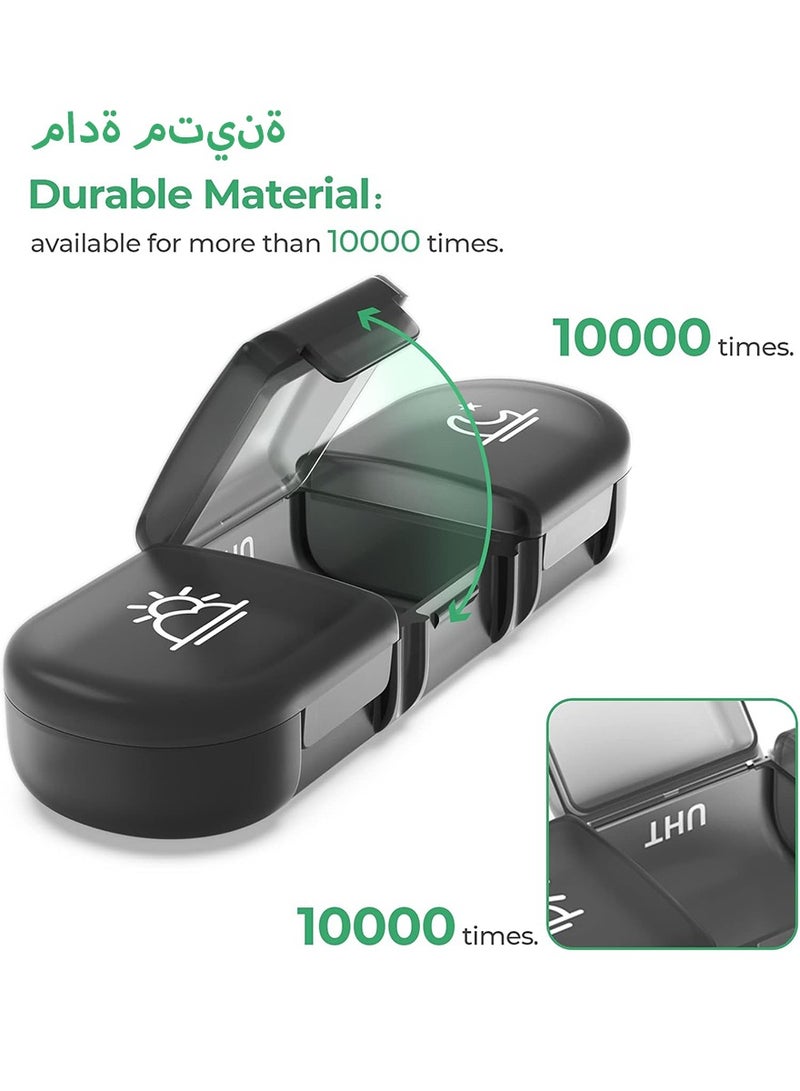 ديبتر منظم حبوب منع الحمل 3 مرات في اليوم، علبة حبوب أسبوعية كبيرة لحبوب منع الحمل لمدة 7 أيام، علبة حبوب يومية مع 21 جزءًا، موزع حبوب مكملات غذائية لحبوب منع الحمل/فيتامينات/زيت السمك - أسود - Image 5